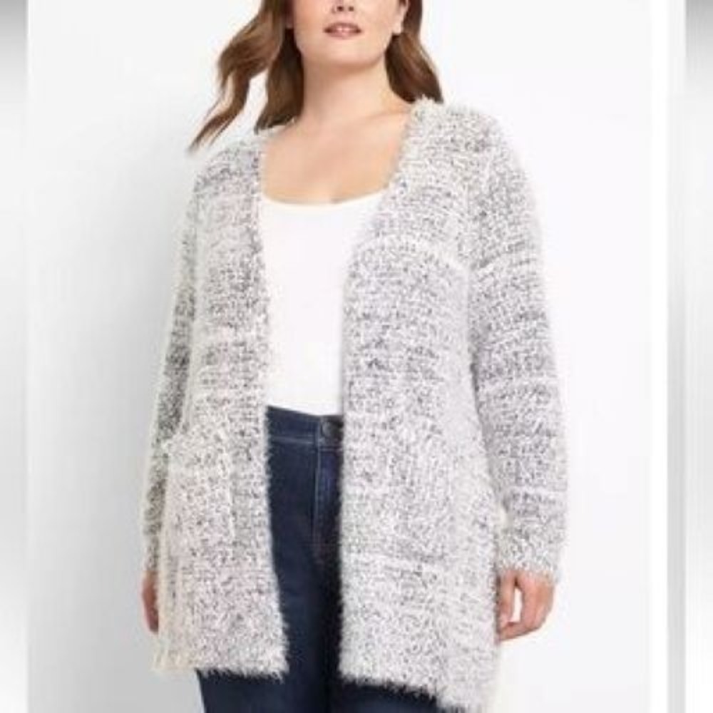 Divided Gray Shaggy Women L Open Front Duster Shacket Academia Preppy Fairy Boho